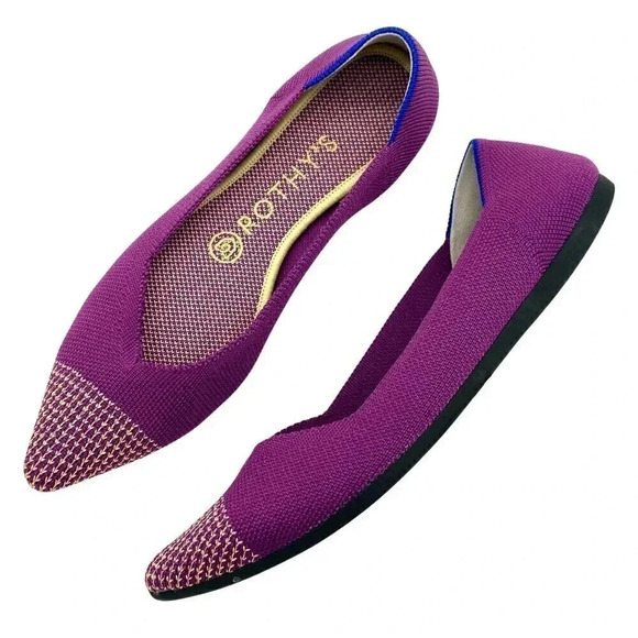Rothy's The Point Mulberry Rare Retired Slip On Flat Magenta Violet Yellow, W6.5 - Picture 1 of 8